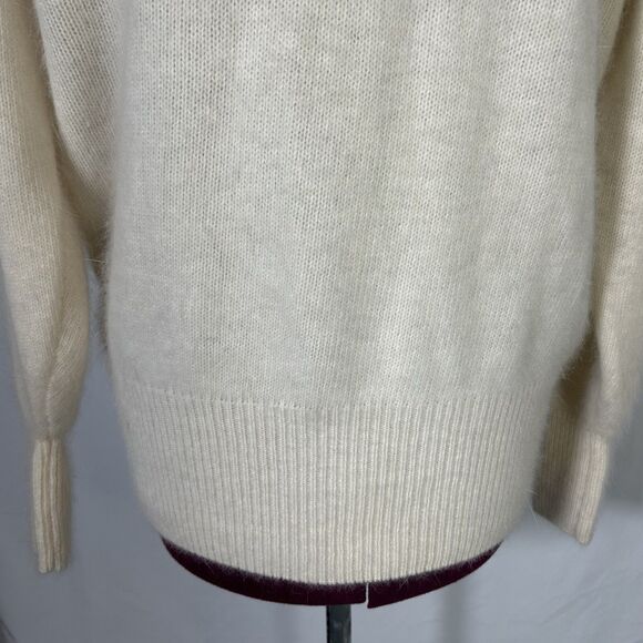 Vintage 80s Side Effects Beaded Ivory Wool Angora Rabbit Hair Sweater Sz M - Picture 8 of 16